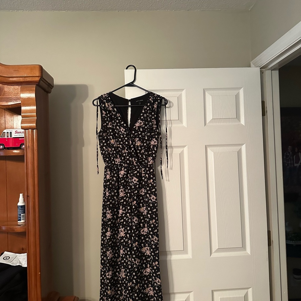 As U Wish Black and Pink Floral Jumpsuit